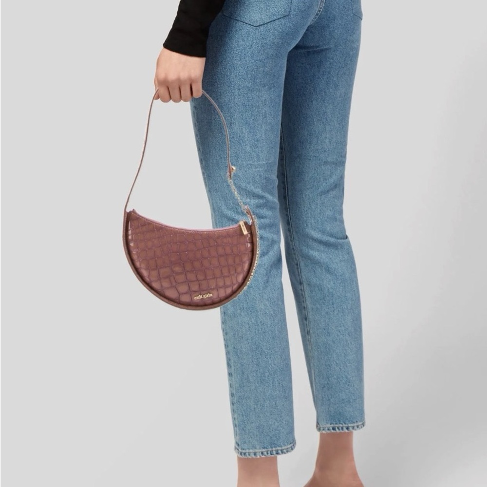 Cult Gaia Croc-Embossed Mauve Shoulder Bag (New With Tags) - Picture 4 of 10